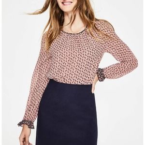 Boden Milkshake Clover Ivy Jersey Floral Blouse 12